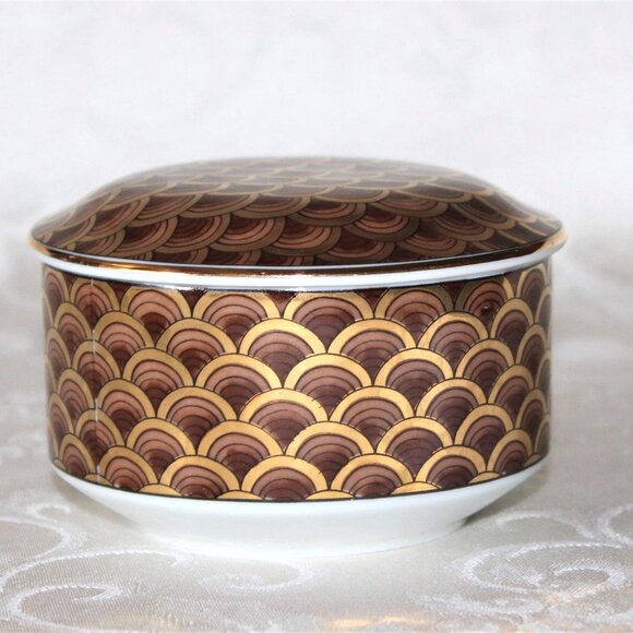 Japanese Art Deco Porcelain Snack Set | Mugs Snack Plate Sugar Bowl - Picture 7 of 14